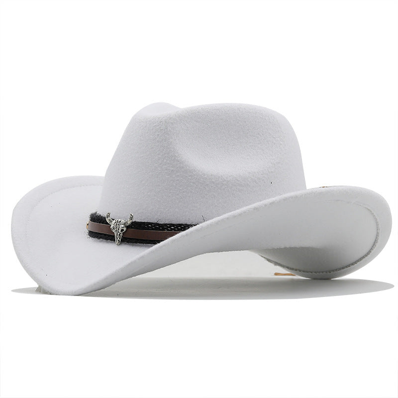 Western Fedora Hat med Metaltyr-mærke i Denim og Uld