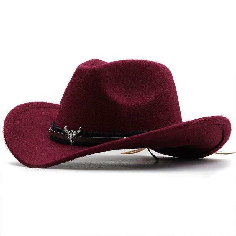 Western Fedora Hat med Metaltyr-mærke i Denim og Uld