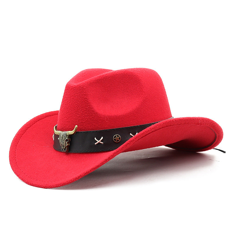 Etnisk Stil Ko Standard Western Denim Cylinderhat med Rullet Skygge Retro