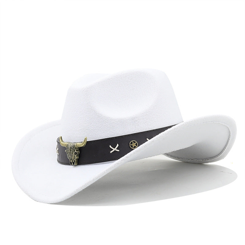 Etnisk Stil Ko Standard Western Denim Cylinderhat med Rullet Skygge Retro