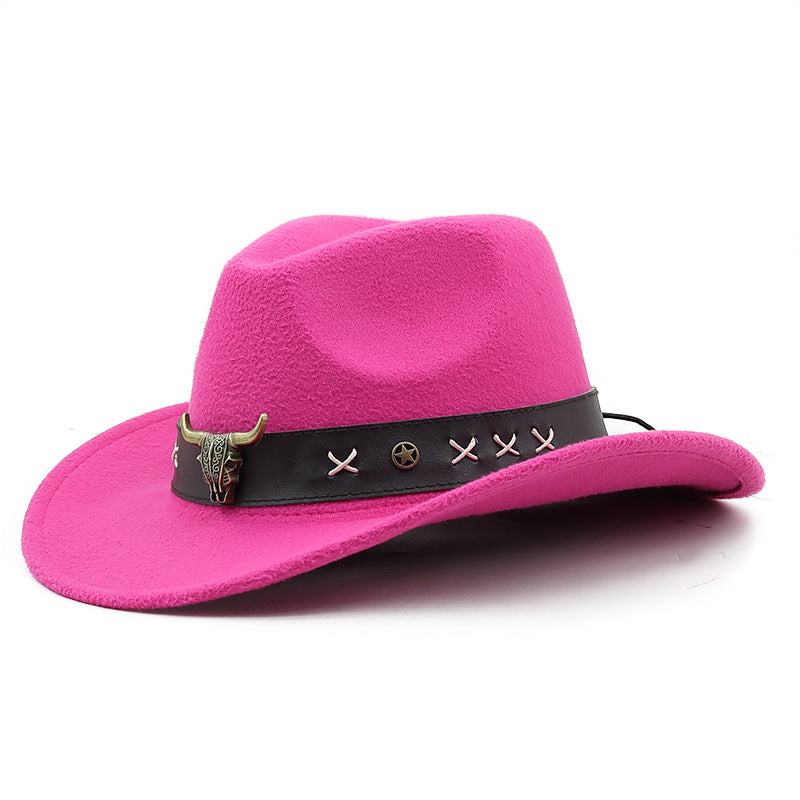 Etnisk Stil Ko Standard Western Denim Cylinderhat med Rullet Skygge Retro