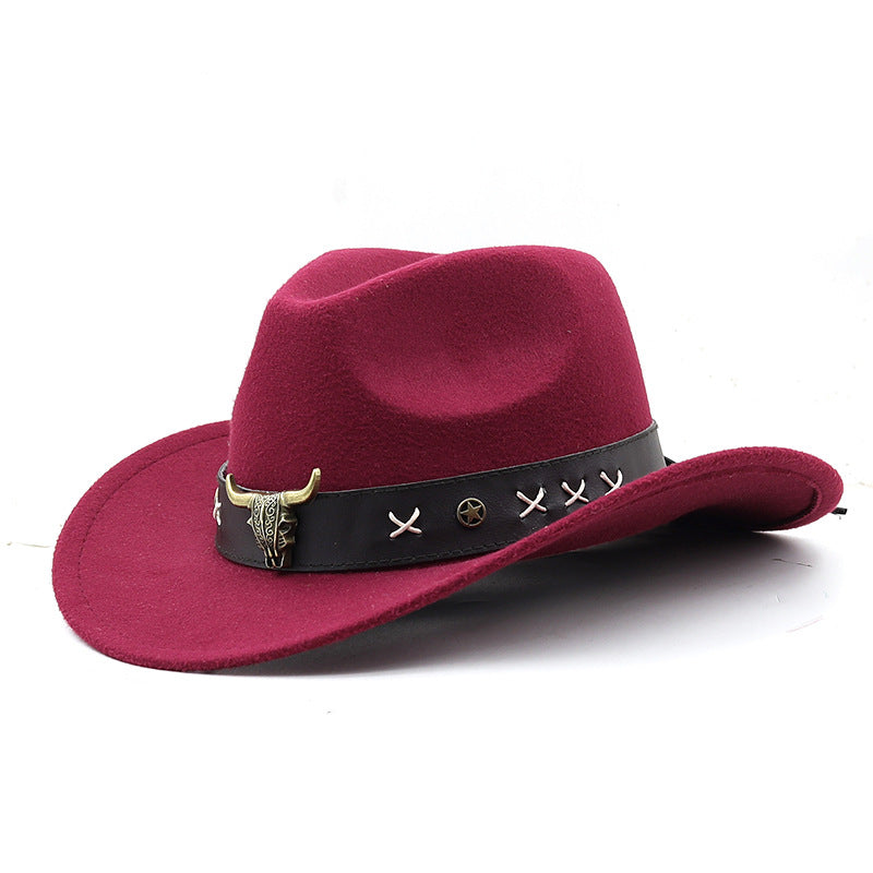Etnisk Stil Ko Standard Western Denim Cylinderhat med Rullet Skygge Retro