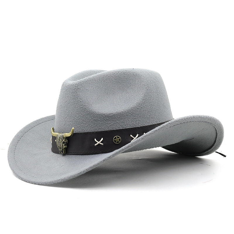 Etnisk Stil Ko Standard Western Denim Cylinderhat med Rullet Skygge Retro