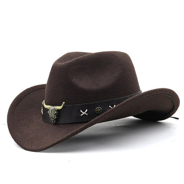 Etnisk Stil Ko Standard Western Denim Cylinderhat med Rullet Skygge Retro