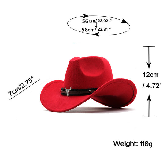 Western Fedora Hat med Metaltyr-mærke i Denim og Uld
