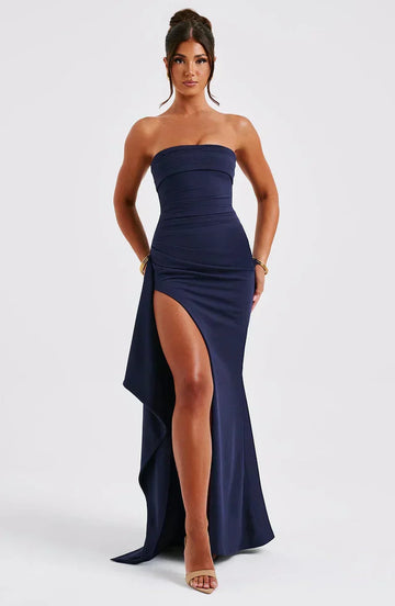 Kjole til kvinder – Maxi – Stropløs – Bodycon pasform – Slids – Elegant festlook